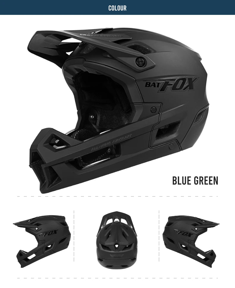 Full-Face Mountain Bike Helmet – Off-Road Certified Integrally molded helmet designed for cycling safety and comfort. Ideal for mountain biking and off-road riding adventures.