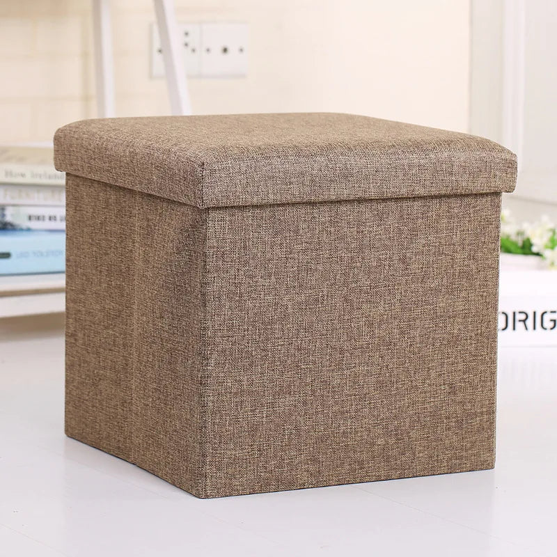 Multifunctional Fabric Organizer Storage Stools Box Foldable Storage Stool Boxes With Padded Seat Home Organization Sundries Box