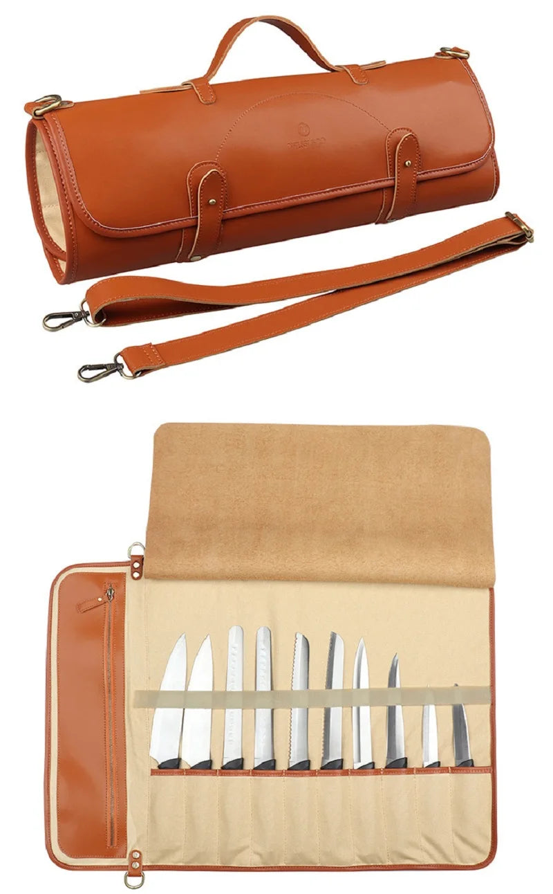 Kitchen Chef Knife Roll Bag Case Knife Carrying Case Bags Organizer with 10 Pockets for Kitchen Cooking Tools Storage Knife Bag