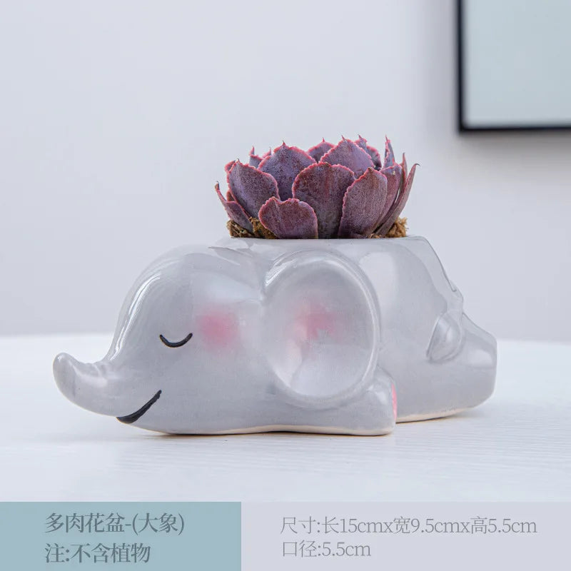 Creative Ceramic Cartoon Vase Cute Animal Panda Cactus Plant Potted Home Gardening Ornaments Ceramic Vase Gift Home Decoration