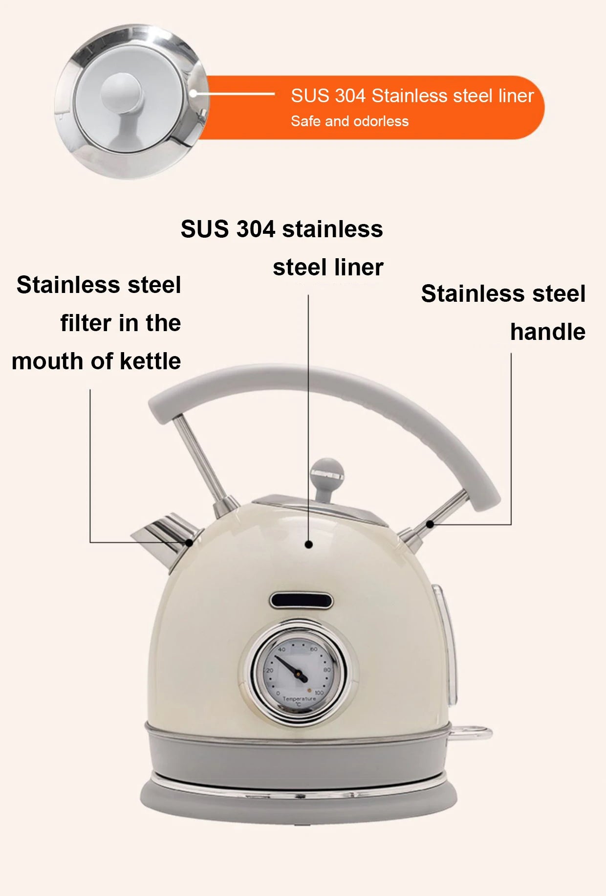 Long Spout Mouth Electric Kettle Stainless Steel Hot Water Temperature Control Meter Display Heating Boiler Pot Boiling Teapot
