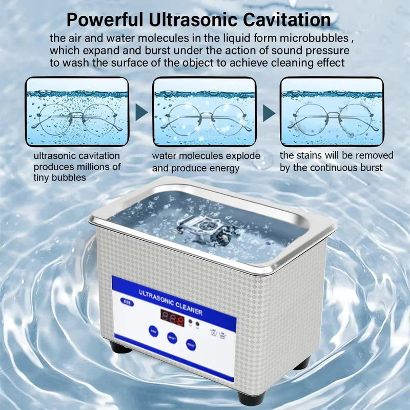 800ml Ultrasonic Cleaner Glasses Ultrasonic Cleaning Device Jewelry Ultrasound Cleaner High Frequency Ultrasonic Washing Bath