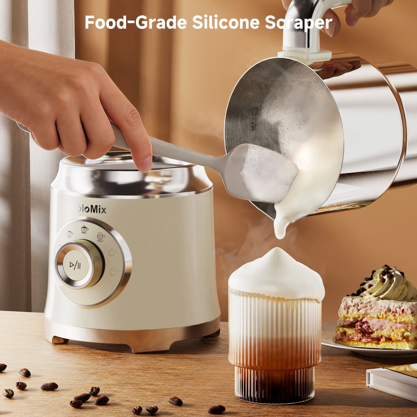 BioloMix 7-in-1 Detachable Electric Milk Frother Steamer Automatic Hot Cold Foam Maker for Coffee And Hot Chocolate