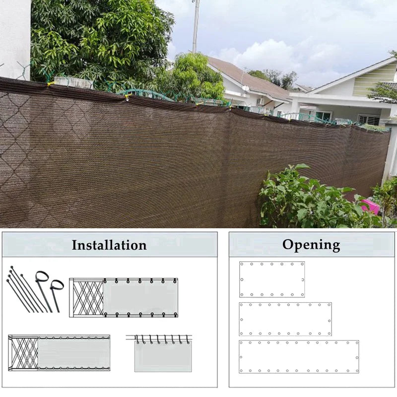 Beige Balcony Privacy HDPE Screen Fence Windscreen Cover Fabric Shade Netting UV Protection for Patio Backyard Porch Railing