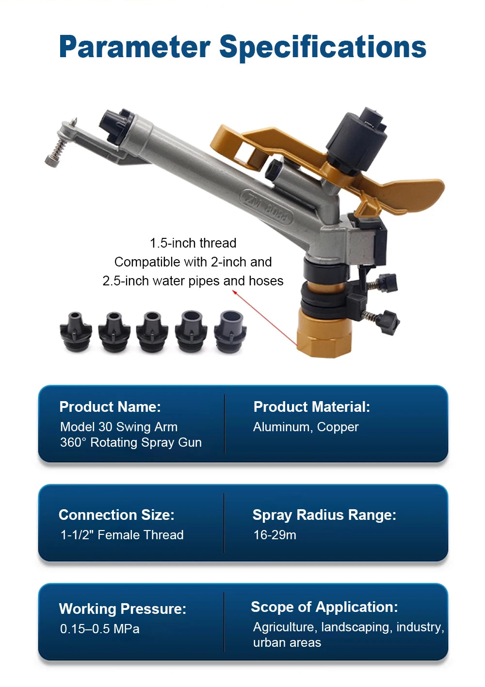 360° Rotation Swing Arm Spray Gun Horticulture Sprinkler Ideal for Construction Sites, Farmland Irrigation & Vegetable Watering