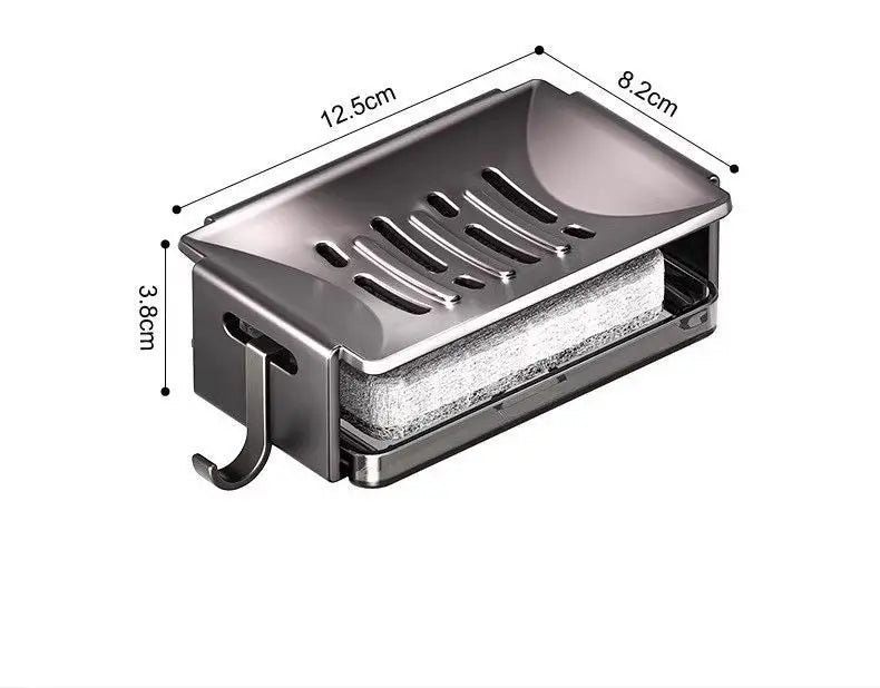 Bathroom Punching Free Household Wall Mounted Space Aluminum Toilet Shelf Soap Drainer Sponge