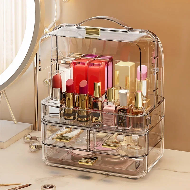 25 Transparent Lipstick Holder With Lid Lip Gloss Storage Stand Small Makeup Organzier With Handle Cosmetics Storage Display Box
