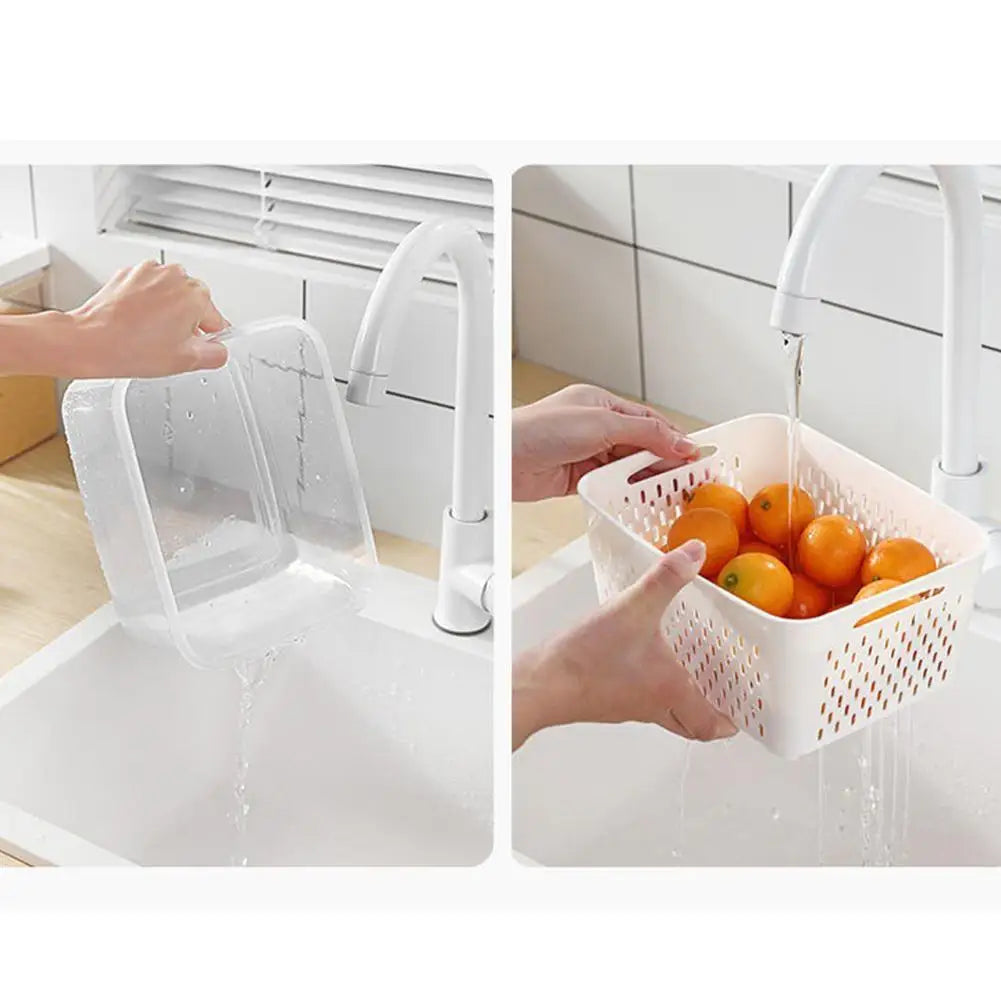 Refrigerator Storage Box Fridge Organizer Fresh Vegetable Fruit Boxes Drain Basket Storage Containers Pantry Kitchen Organizer