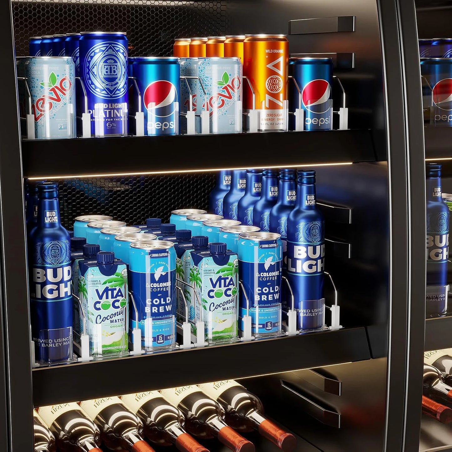 Drinks Self-Sliding Storage Rack Refrigerator Drink Organizer Soda Kola Beer Can Dispenser Adjustable Width Kitchen Organizer