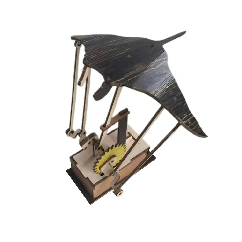 Artisan Wooden Manta Ray Automaton – Handcrafted Kinetic Décor Hand-cranked mechanical design with a DIY puzzle build. Unique ocean-inspired ornament perfect for display or gifting.