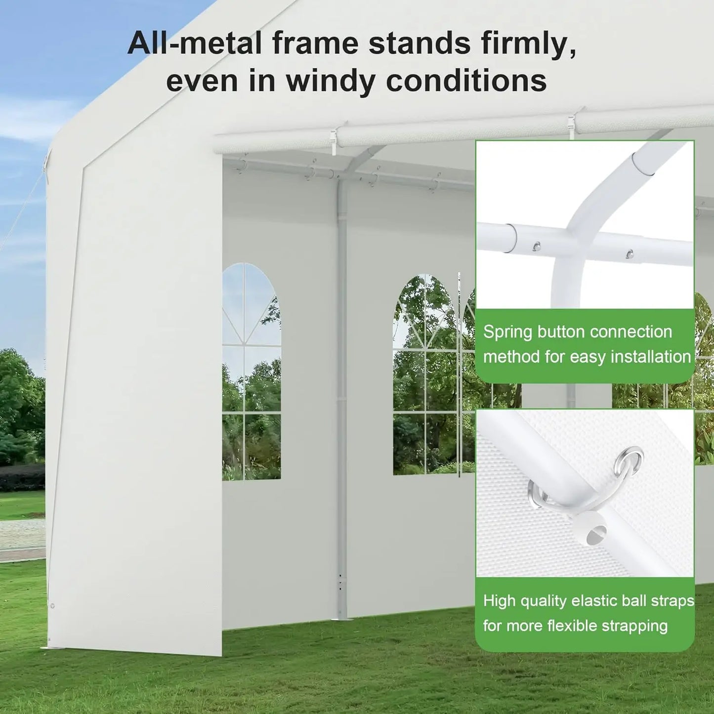 Heavy Duty 20x20 Large Metal Carport Shelter Portable Garage Canopy Tent for Party Event RV Boat Storage 236x236, Customized