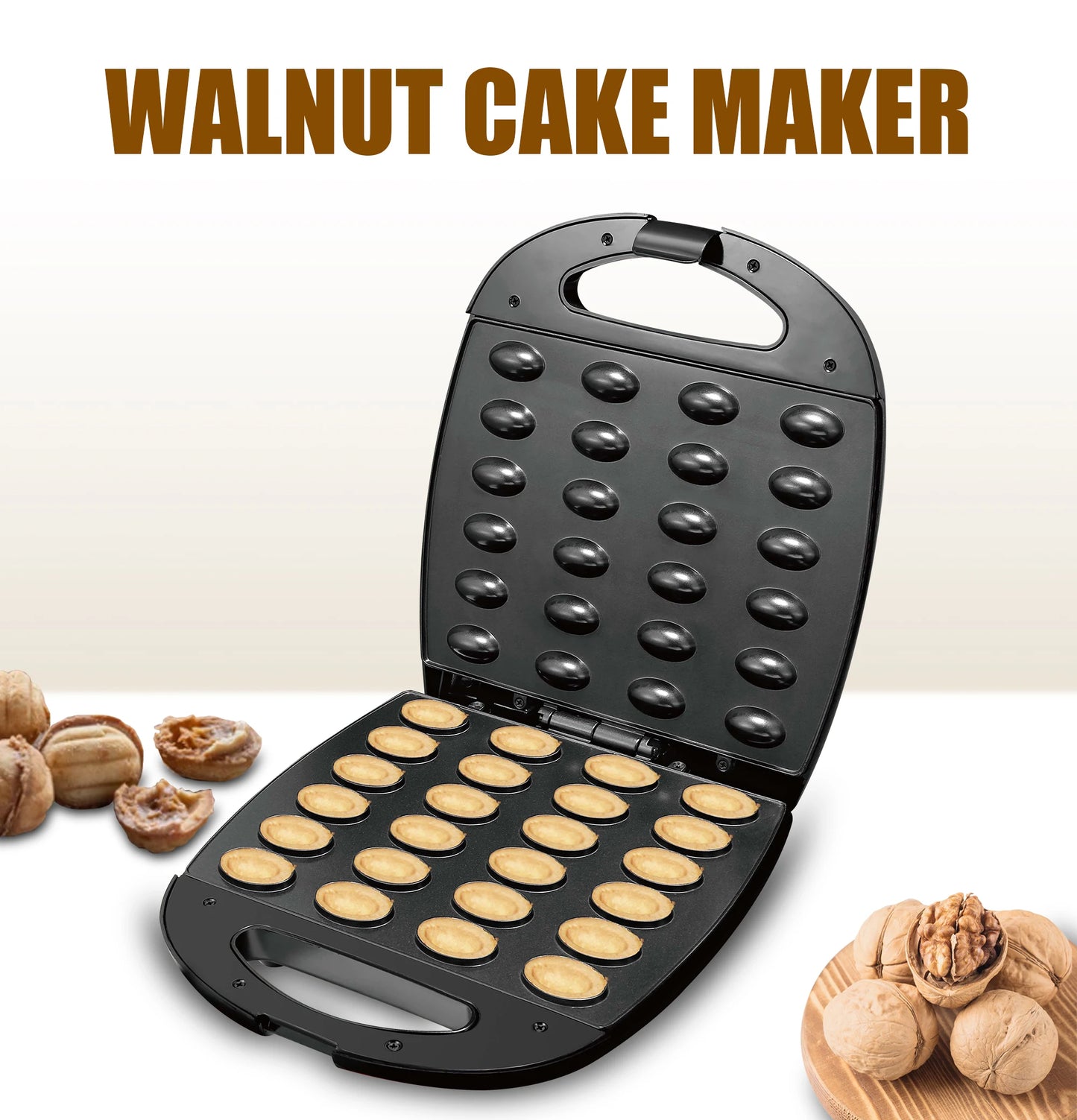 Electric Walnut Cake Waffle Maker 24 Holes Nut Plates Cooking Kitchen Appliances Breakfast Machine Non-stick Iron Pan Sonifer