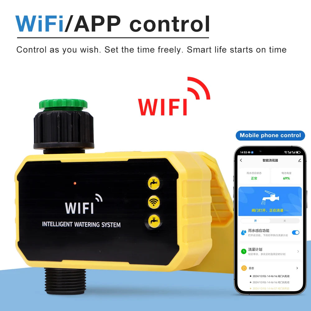 WIFI Solar Irrigation Timing Controller Smart Automatic Irrigation System for Garden Tap Valve Controller with Rain Sensor