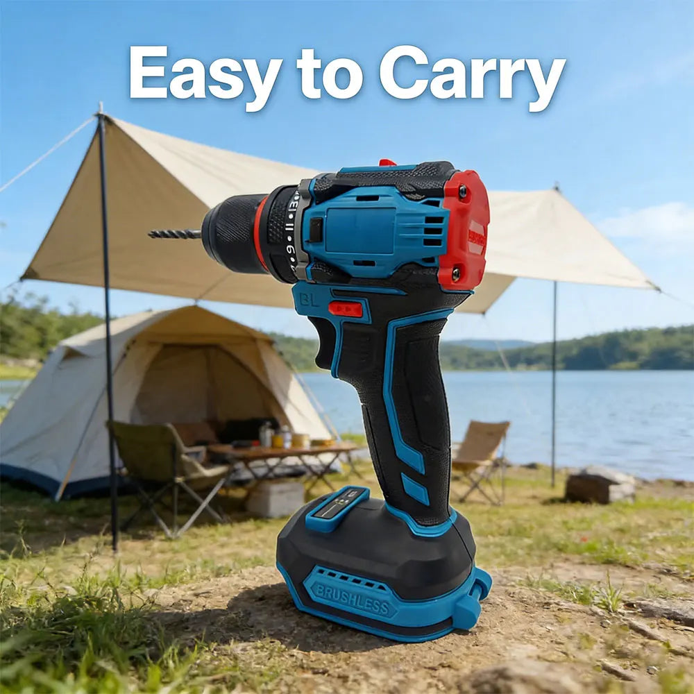 10mm Brushless Electric Impact Drill Driver 2-Speed Cordless Power Tool for Home DIY Construction 18V Battery Not Included