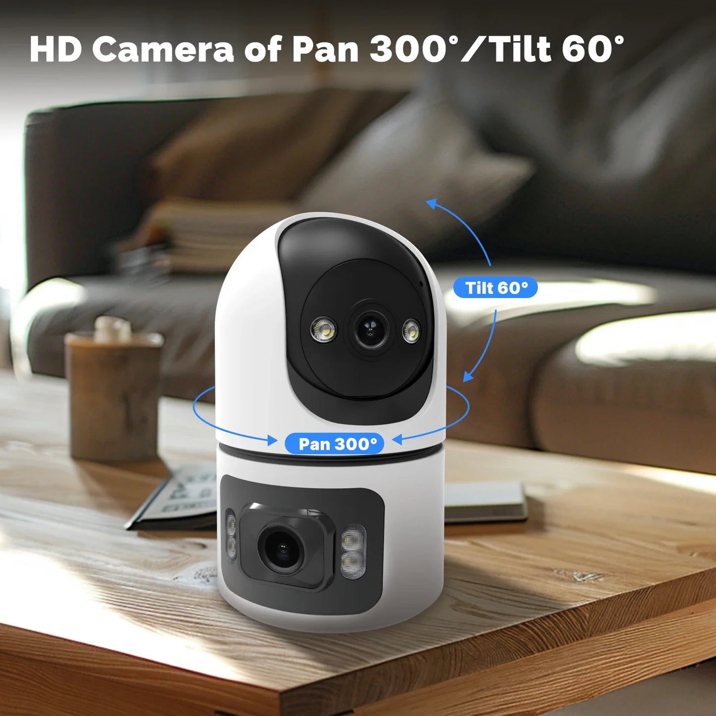 Moes Tuya WiFi Smart Indoor Camera 8MP Dual Screen Lens Auto Track Two-Way Motion Detection Audio 2.4G/5G Infrared Night Vision