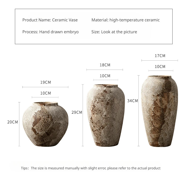 Hydroponic Flower Arranging Ceramic Vase Mottled Retro Chinese Pottery Jars Decorative Decorations for Living Room TV Cabinets