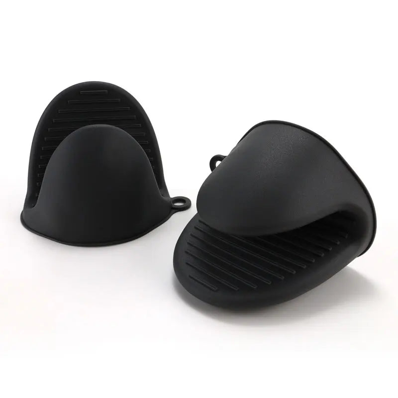 2pcs Mini Oven Gloves Silicone Heat Resistant Cooking Gloves Insulated Non-slip Gloves Clip Pot Rack Cooking Oven Gloves