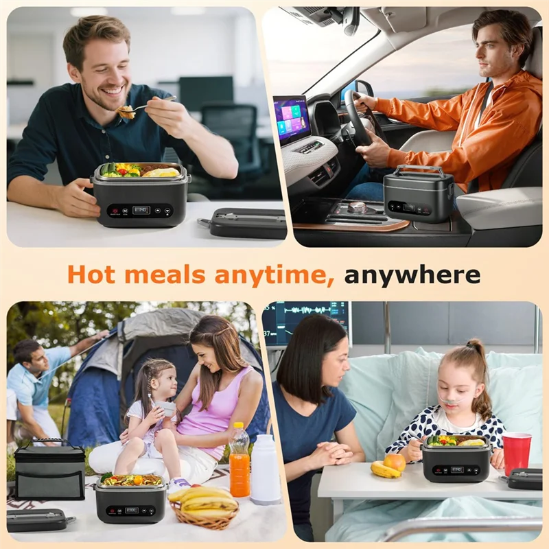 B89B-1.2L Cordless Electric Lunch Box - 20000Mah Rechargeable Portable Food Warmer With 5-Sided Heating, For Office,Outdoors