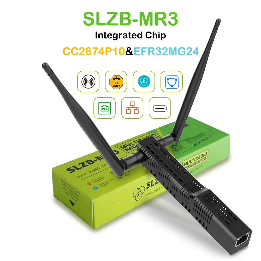 SMLIGHT SLZB-MR1/MR2/MR3/MRW10 Multiradio Zigbee 3.0 USB and WiFi Gateway Coordinator POE Thread Zigbee2MQTT Home Assistant ZHA