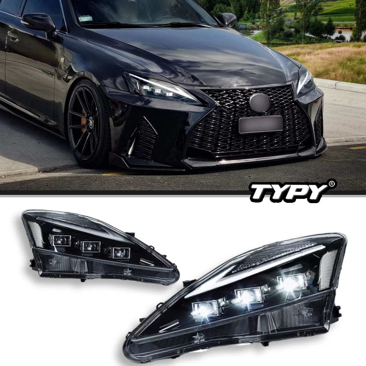 LED Projector Headlights for Lexus IS250 (2006–2012) Includes daytime running lights for enhanced visibility. High-quality automotive upgrade for style and safety.