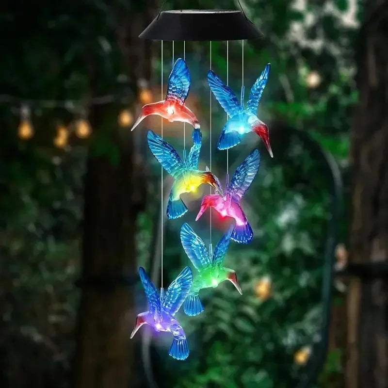 Blue Hummingbird Solar Wind Chimes Solar-powered hummingbird pendants with color-changing lights. Gentle chimes + beautiful glow at night. Perfect for courtyards, gardens, patios, or gifting. Waterproof & eco-friendly.
Wholesale available