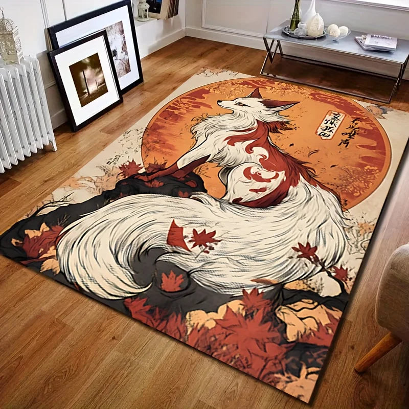 Fox Spirit Rug Velvet Flannel Printed Floor Mat Mythical Design Decorative Carpet Living Room Home Decor