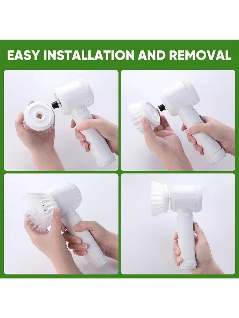 New Cordless Spin Scrubber Electric Rechargeable 5 in 1 Brush Heads for Bathroom Kitchen Tile Grout Shower Car Deep Clean