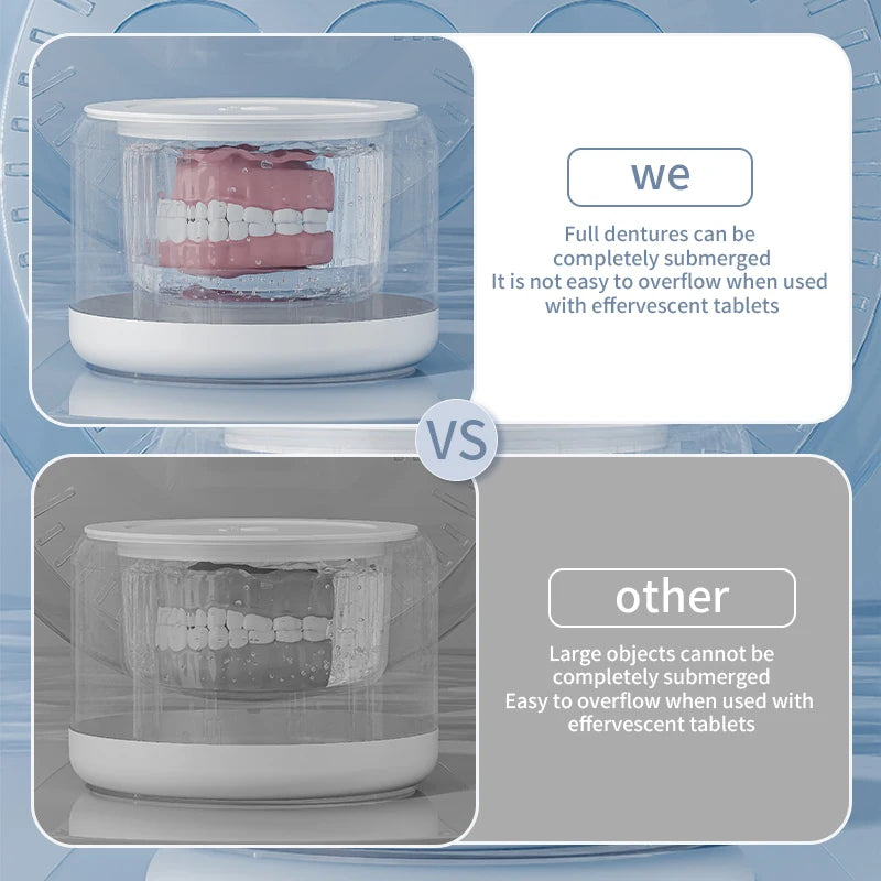 Ultrasonic Cleaner Machine, Automatic Denture Cleaner USB Rechargeable Cleaner with Cleaner, 3 Modes, for All Dental Appliance
