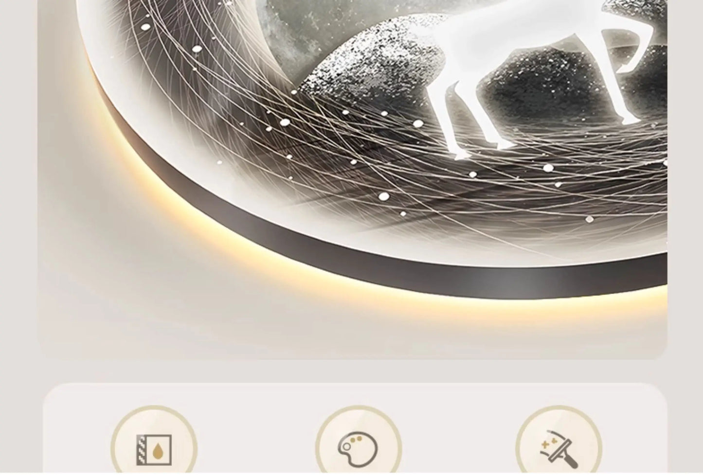 Adhesive Moon Wall Clock with LED Light No Drill Silent Modern Night Light for Living Room Dorm Kitchen Decoration