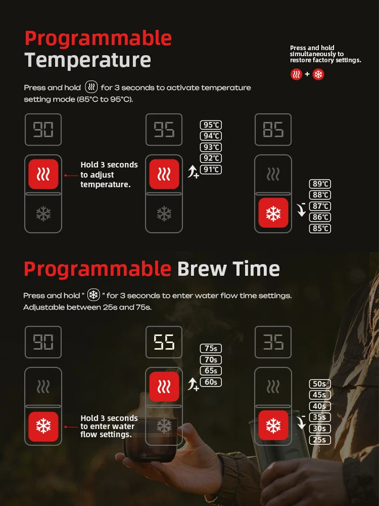 HiBREW H4C Portable Espresso Coffee Machine Wireless Heating Removable Battery Barista Ground Coffee Bottomless Extraction