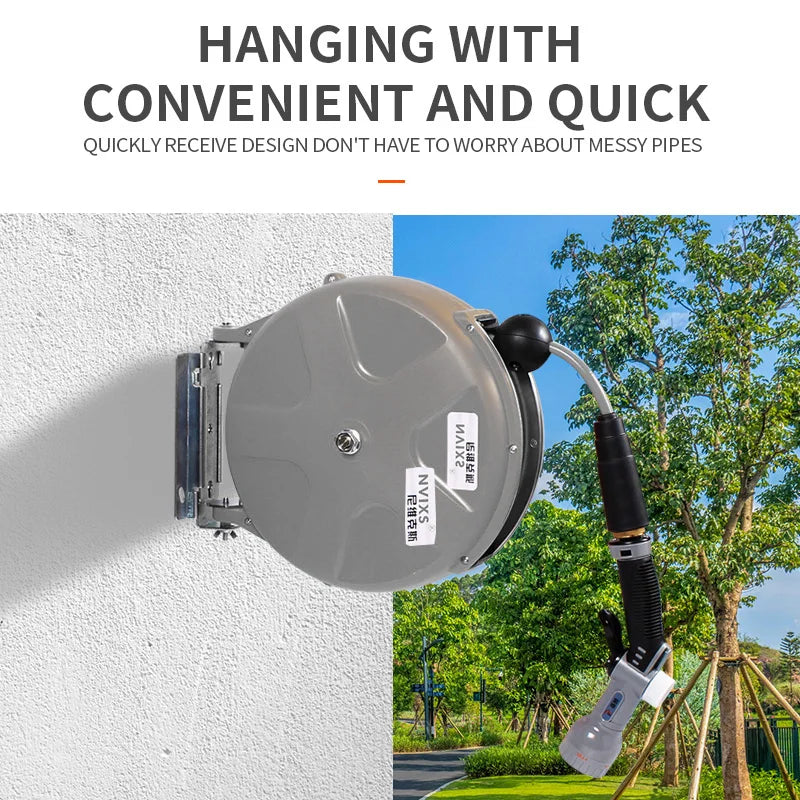 Automatic Retractable and recycling Hose Reel Car Wash Garden Irrigation Water Tube Holder Wall Mount High Pressure Waterpipes