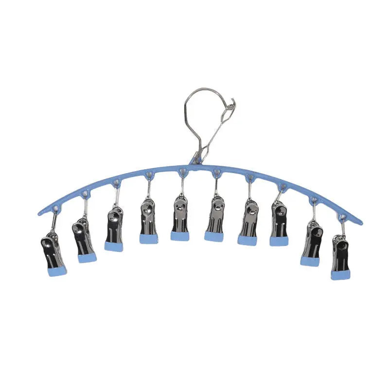Galvanized Clothes Drying Hanger Windproof Clothing Rack 10 Clips Sock Laundry Airer Underwear Socks Holder Hangers