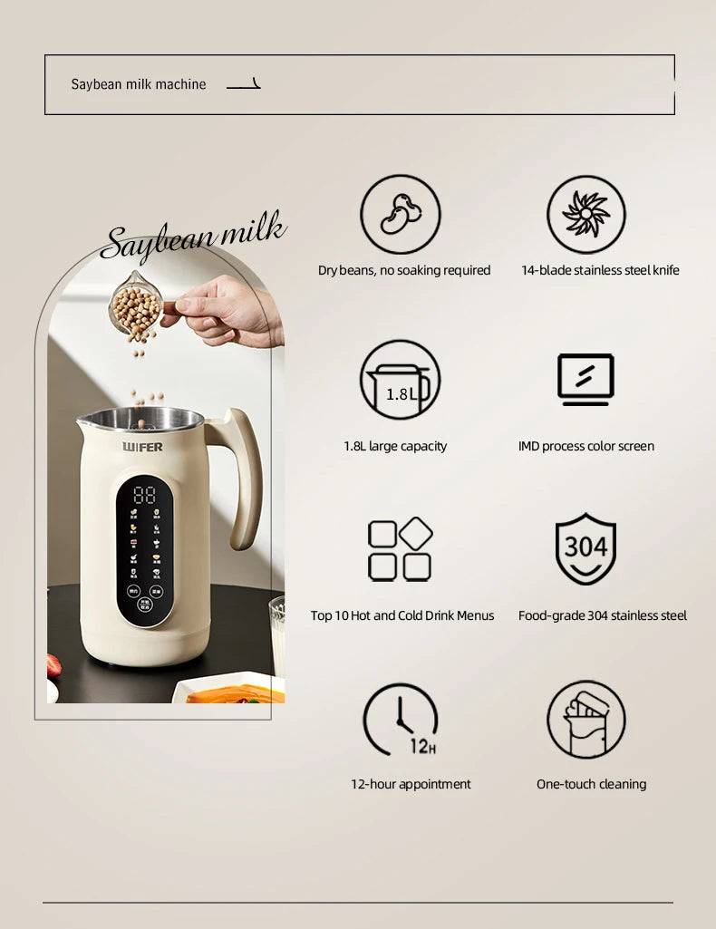 Automatic Soy Milk Machine Electric Juicer Blender Multifunctional Wall Breaking Machine Soybean Milk Maker Breakfast Machine
