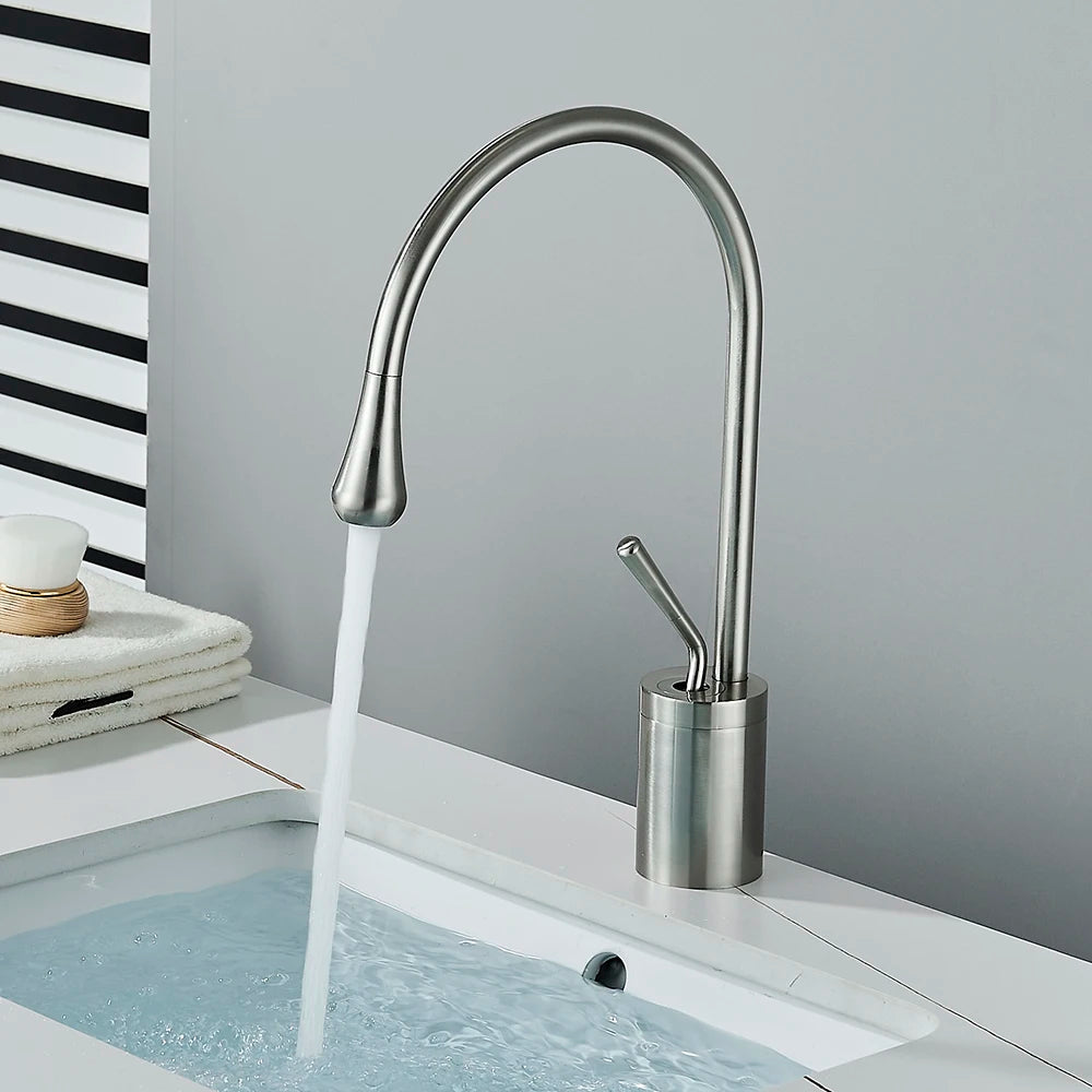 Modern Basin Faucet Bathroom Sink Faucets 360 Rotation Deck Mounted Bathroom Faucet Hot Cold Water Tap Crane For Kitchen Or Bath
