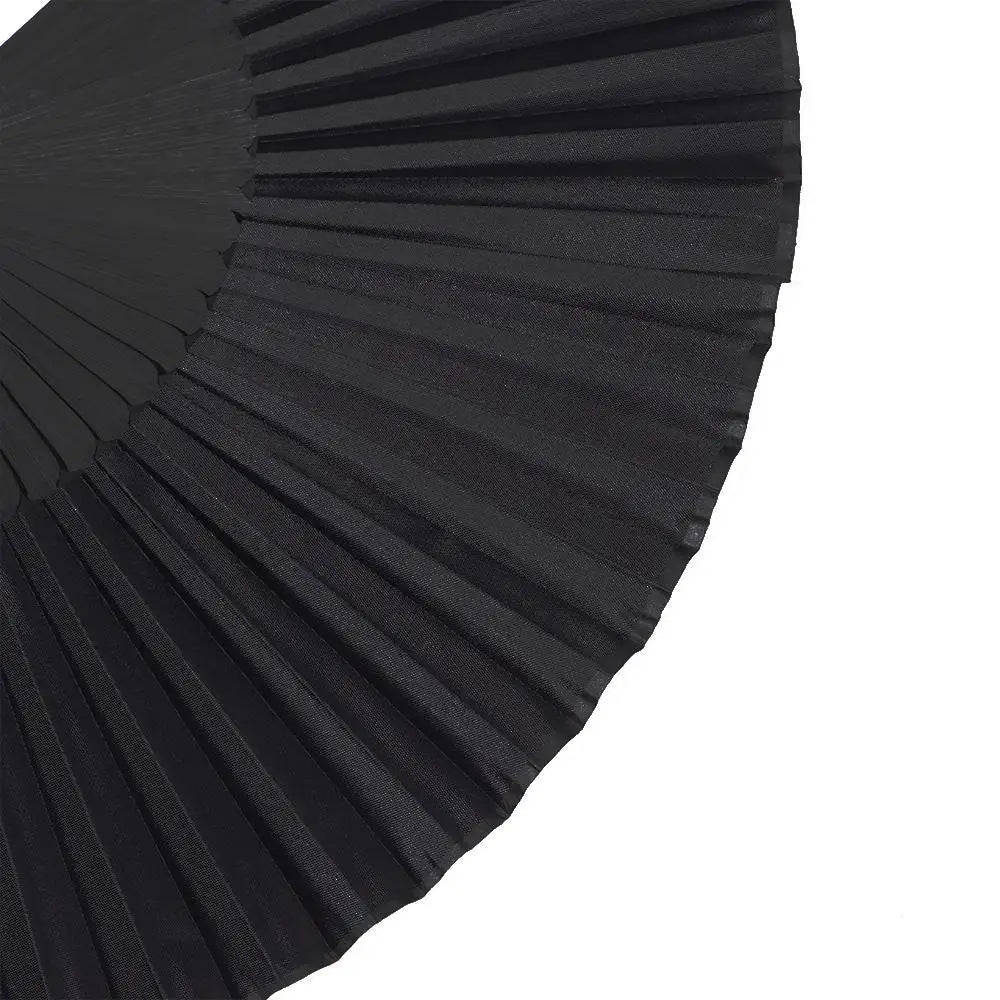 8.27"(21cm) Black Silk Folding Fan Chinese Style Hand Held Bamboo Fans Ribs Home Party Decoration Dance Props Desktop Ornament