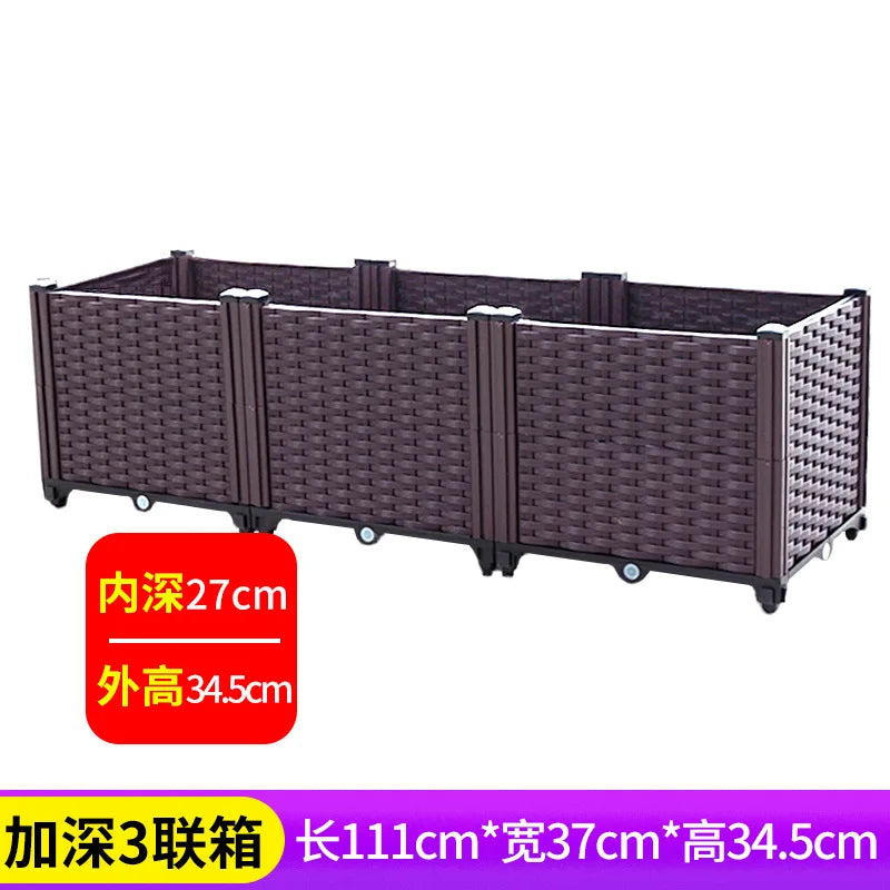 Vegetable Growing Box: Outdoor/Courtyard/Rooftop/Balcony Large Thickened Plastic Planter Trough