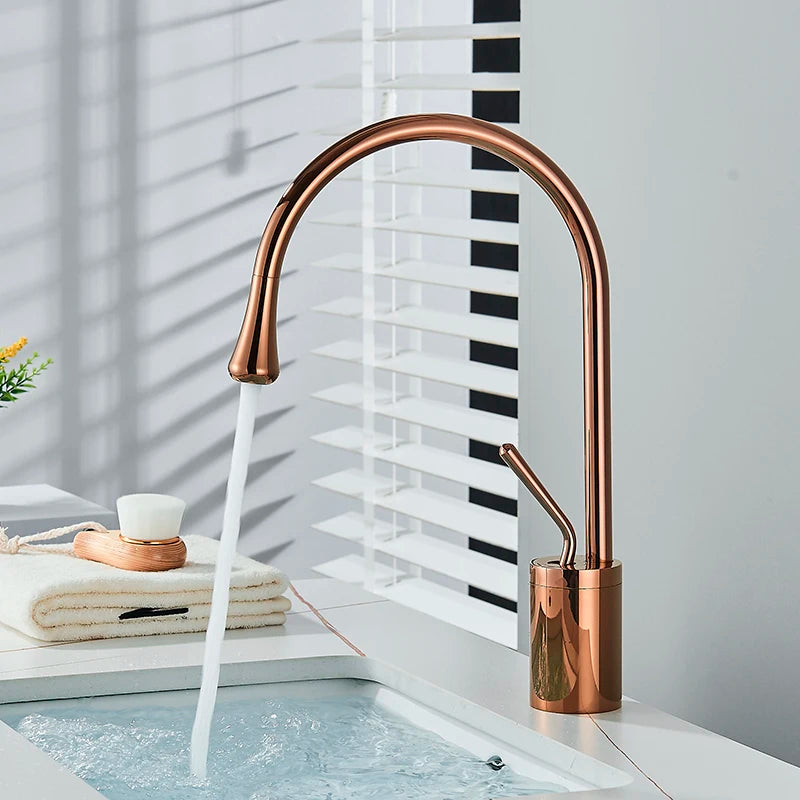 Modern Basin Faucet Bathroom Sink Faucets 360 Rotation Deck Mounted Bathroom Faucet Hot Cold Water Tap Crane For Kitchen Or Bath