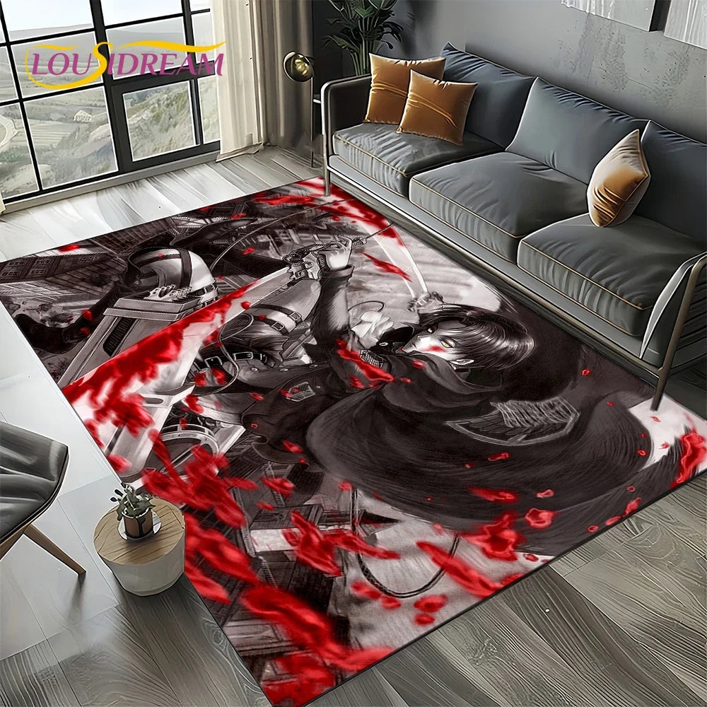 2025 Attack on Titan Eren Anime Cartoon Carpet Rug for Bedroom Living Room Home Sofa Decoration,kids Play Decor Floor Mat Gift