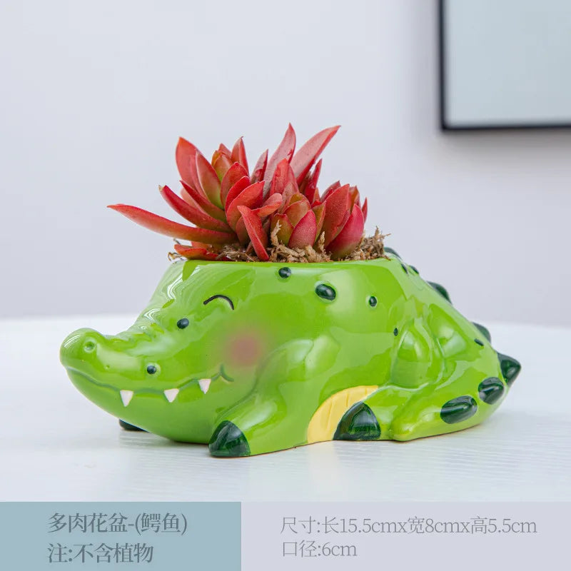 Creative Ceramic Cartoon Vase Cute Animal Panda Cactus Plant Potted Home Gardening Ornaments Ceramic Vase Gift Home Decoration