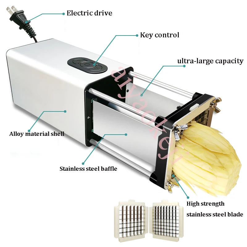 110V-240V Commercial Electric Potato Cutter Potato Chip Cutter French Fries Vegetable Cutting Machine Food Processor