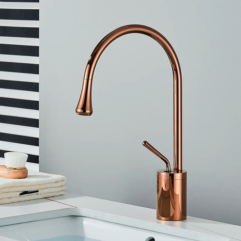 Modern Basin Faucet Bathroom Sink Faucets 360 Rotation Deck Mounted Bathroom Faucet Hot Cold Water Tap Crane For Kitchen Or Bath