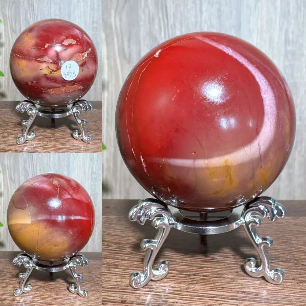 Natural Mookaite Geode Crystal Sphere – Unique Décor Raw cracked stone design with stand. Perfect for home décor, Reiki energy, and meaningful gift ideas.