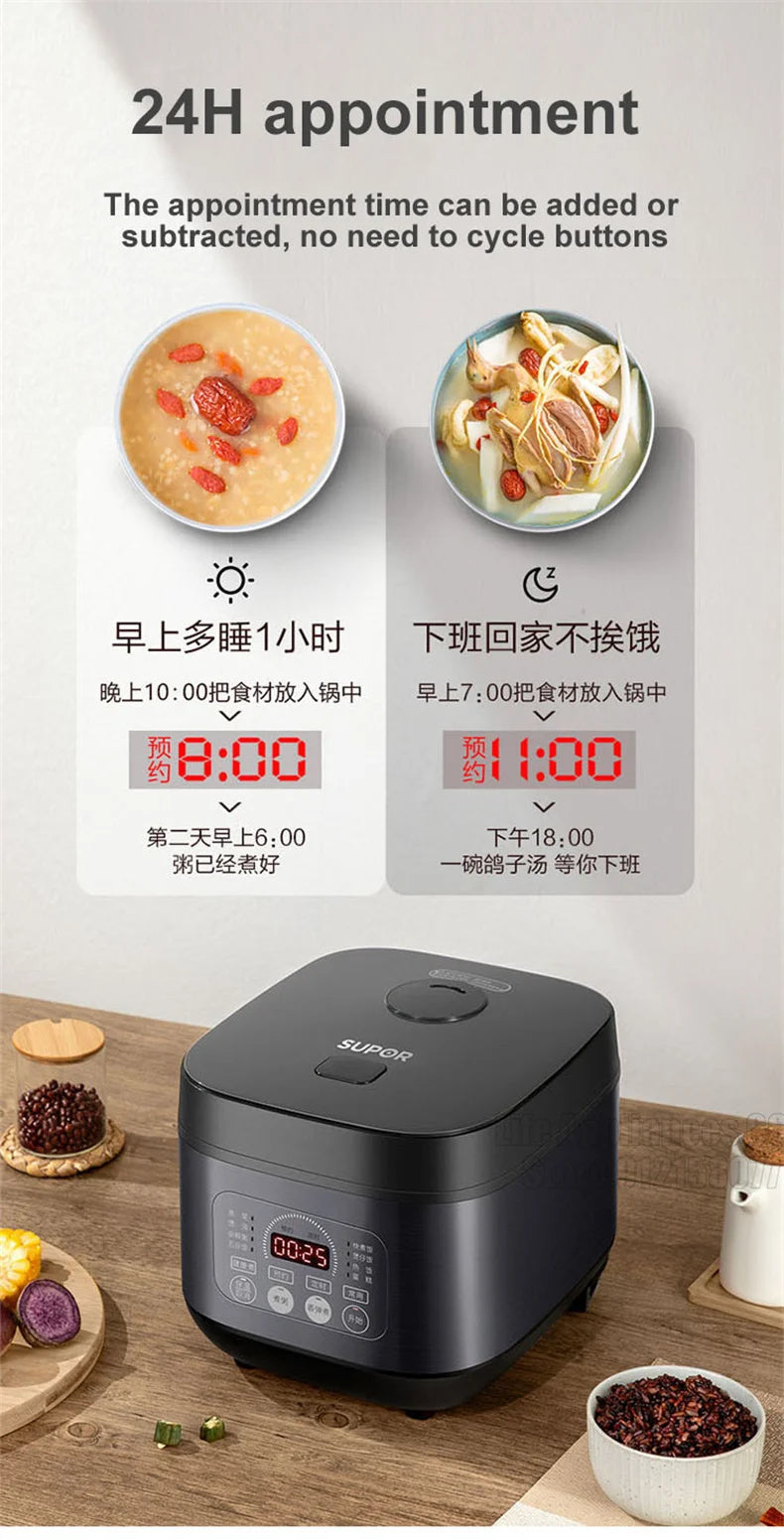 SUPOR 3L-5L Electric Rice Cooker Household Smart Multifunction Soup Rice Cooking Machine Non-stick Liner For 2-11 Person