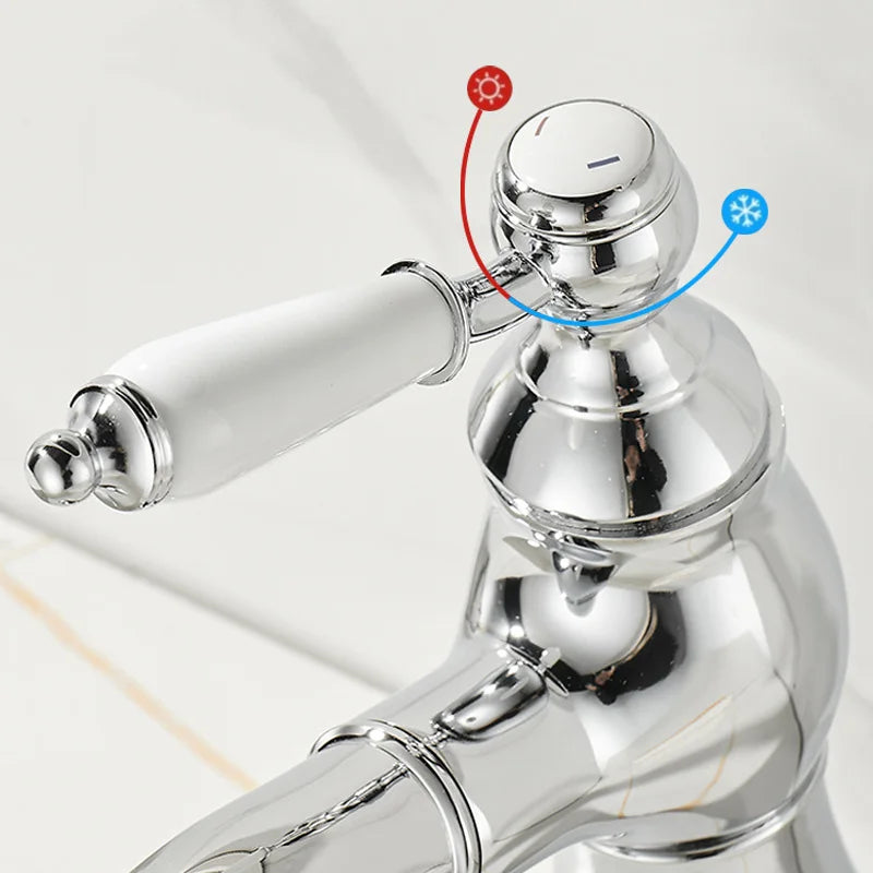 Pull-Out Ceramic Handle Basin Faucet Brass pull-out mixer tap with ceramic handles. Smooth operation, modern design, easy to clean.
Perfect for bathroom sinks, washbasins, or vanities.