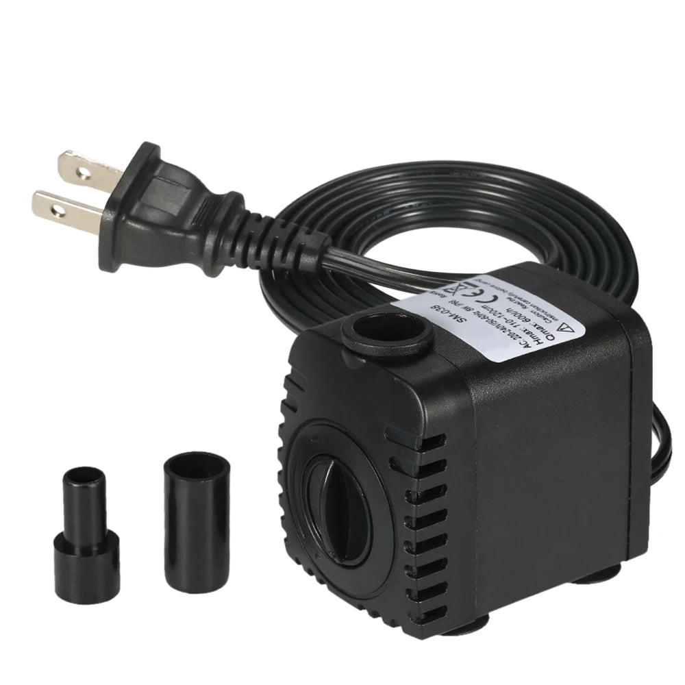 600L/H 8W Submersible Pond Water Pump for Aquarium Tabletop Fountains Pond Water Gardens and Hydroponic Systems with 2 Nozzles