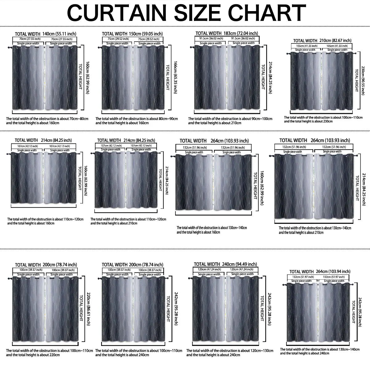 2pcs Minimalist Style Curved Lines Art Print Perforated Blackout Curtains Multi Size Living Room Bedroom Insulation Decoration