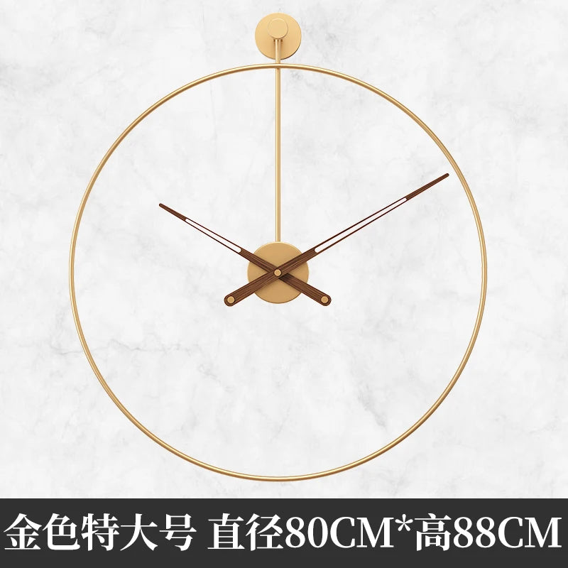 Spanish Minimalist Metal Wall Clock No Drill Installation Modern Industrial Style Large Silent Quartz Clock for Living Room