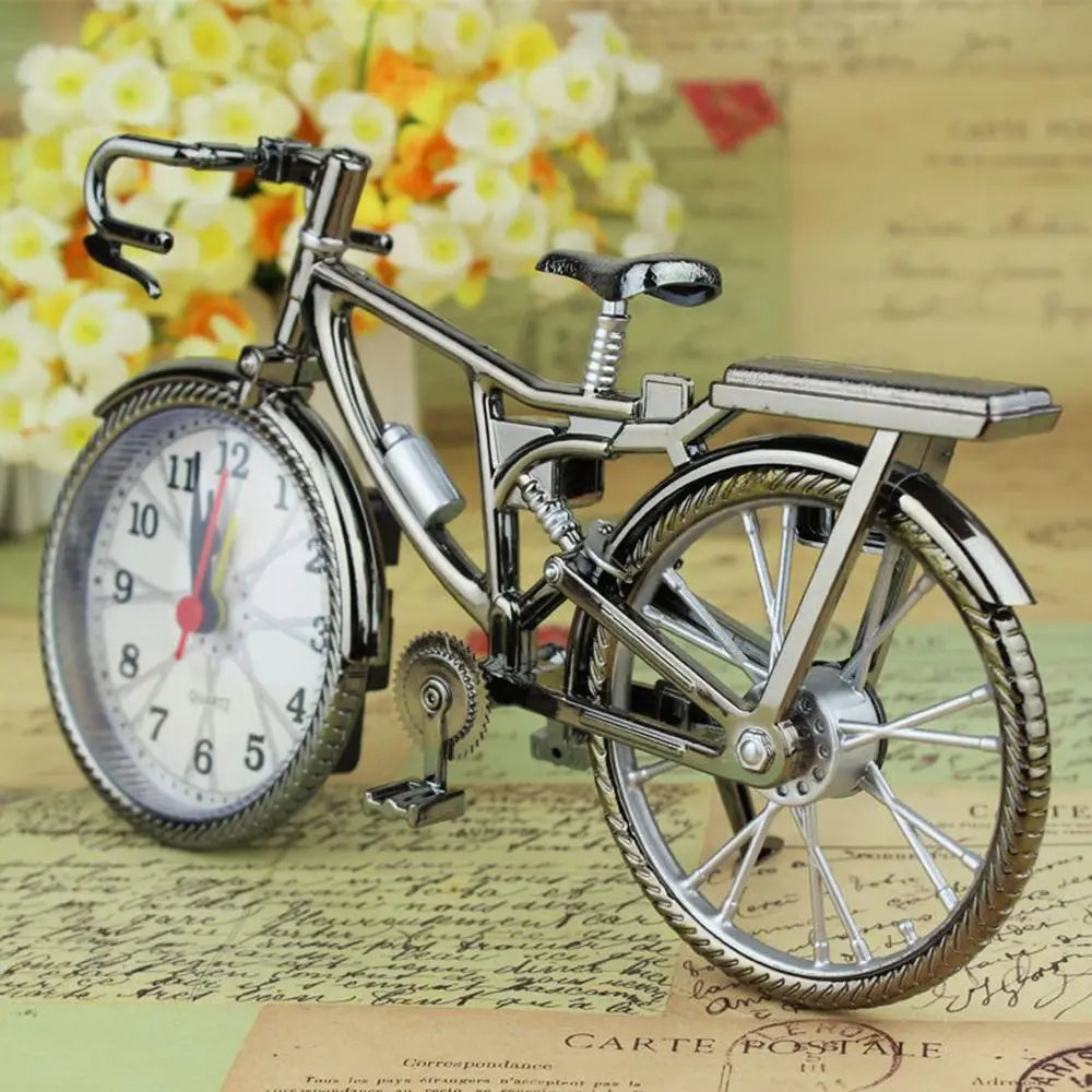 Cool Luxury Creative Retro Novelty Bicycle Model Alarm Clock Desk Home Bedroom Decoration Stand Clock Gift