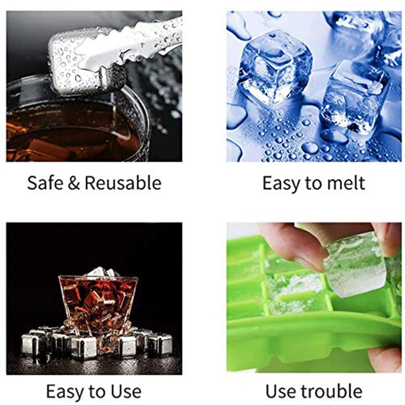 4/6/8 Pcs Stainless Steel Ice Cubes Set Reusable Chilling Stones for Whiskey Wine Wine Cooling Cube Chilling Rock Party Bar Tool