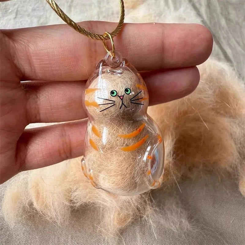 2Pcs Transparent Cat Fur Storage Box Pendant Cat Hair Capsule Commemorative Collection Bag Pendant Keychain Cat Accessories